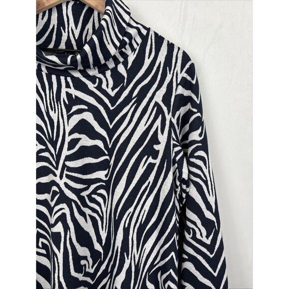 NEW Liza Byrd Haley Abstract Cowl Neck Sweater Large Womens Blue Gray Relaxed - Picture 3 of 12